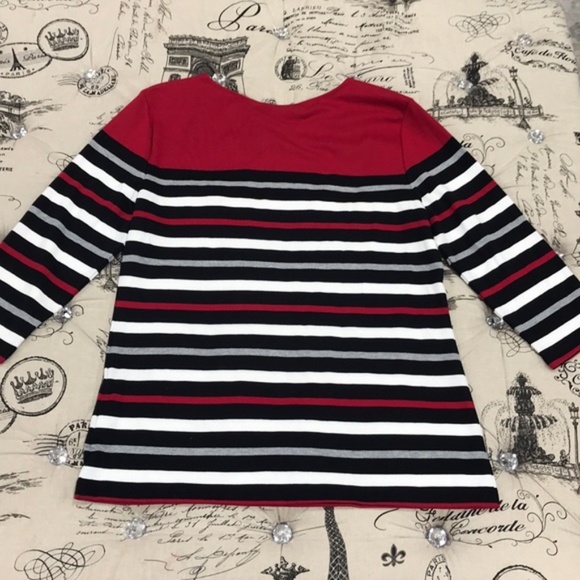 Karen Scott Sport Striped 3/4-Sleeve Top - Picture 2 of 6
